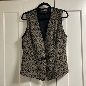 80s 90s Vintage German Vest Waist Coat Tapestry Jacquard Création Charmante